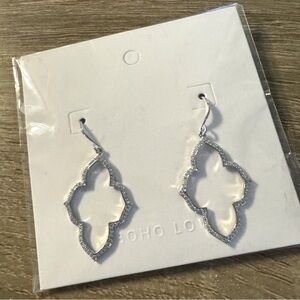 Silver Rhinestone Geometric Dangle Earrings